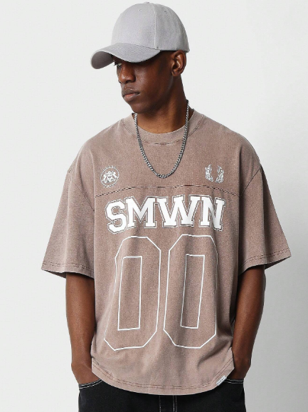 SUMWON Regular Fit Washed Tee With Front Print