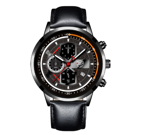 Luxury Gold Mens Quartz Business Wacthes Mens Stainless Steel Original Water Proof Analog Wristwatch Men Watch Relo Ng Kalalakihan LEATHER BLACK