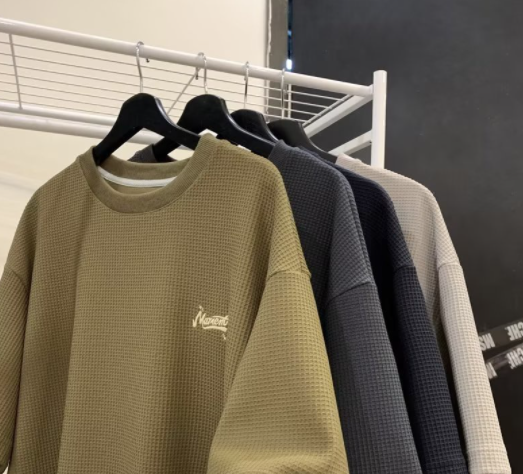 Waffle Tshirt For Men Summer Fashion Loose Round Neck Short Sleeves Oversized One Piece Clothing Tshirt Unisex