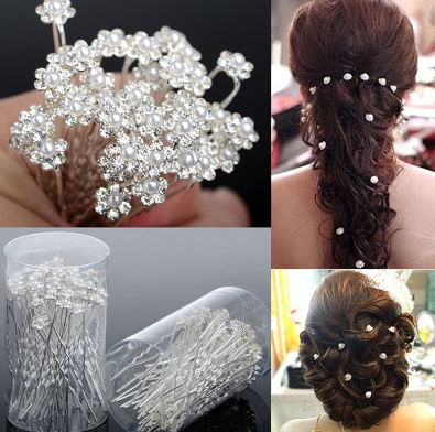 40 PCS Wedding Hair Pins Crystal Pearl Flower Bridal Hairpins Hair Accessories