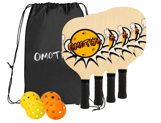 Pickleball Paddles Set of 4, USAPA Approved Pickleball Paddles Wooden Lightweight Pickleball Set with Large Capacity Backpack, Pickleball Balls for Beginners & Pros