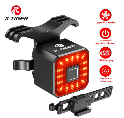 X-TIGER Smart Bicycle Taillight Rainproof Auto Brake Sensing LED Light USB Rechargeable Bicycle Tail Light Bicycle Accessories bike