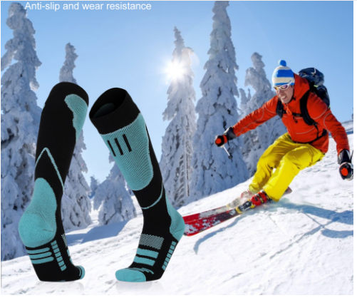1 Pair Ski Socks Elastic Sweat Absorption Breathable Keep Warm Cotton Thickened Terry Outdoor Sports Socks for Winter Sports