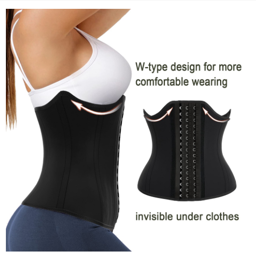25 Bone Waist Trainer Corset Latex Under Bust Trimmer Cincher Breath Support Body Shaper
