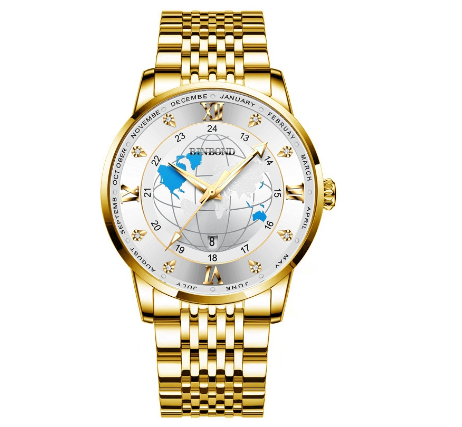 Original Luxury Golden Fashion Men Quartz Waterproof Luminous Calendar Stainless Steel Watch M1