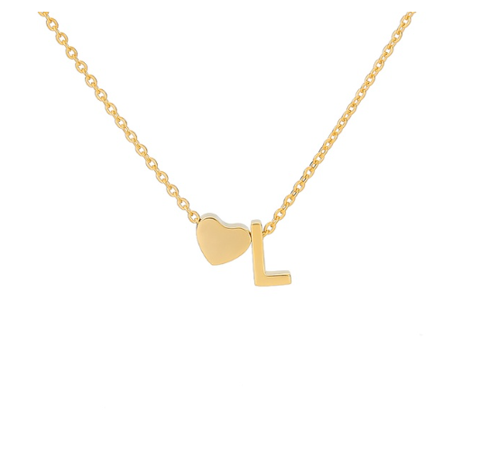 Maxzone Fashion Tiny Heart Initial Letter Necklaces For Women Stainless Steel Gold Silver Color Choker Pendant Necklace Boho Jewelry L