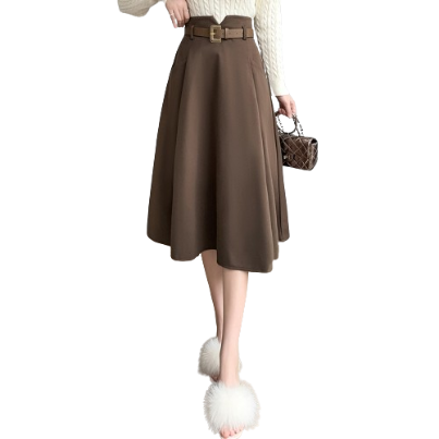 Lovito Women Pocket Zipper Side Zip Skirt LNA29118 (Coffee/Black)