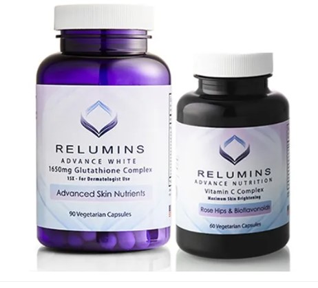 Relumins Advanced White Dermatologic Set - 1650mg Glutathione Complex and Vitamin C