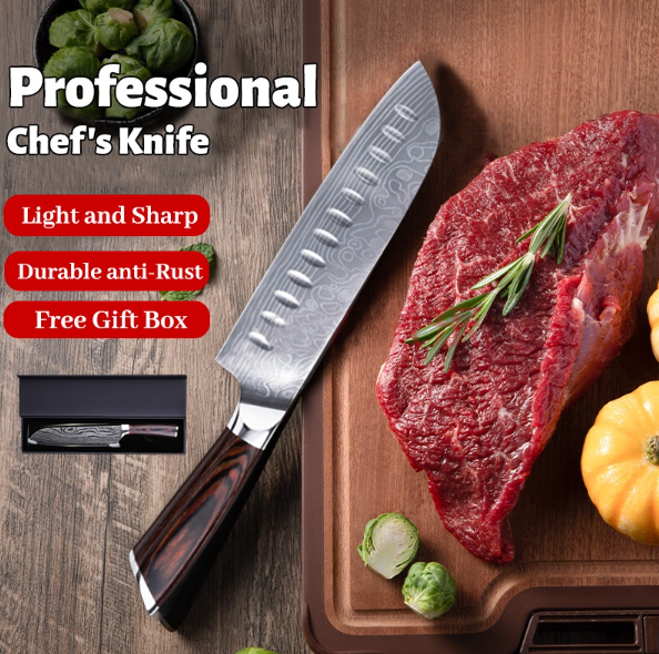 Santoku Knife Japanese Knife Fruit Vegetable Chef Cleaver Slicing Kitchen Knives Cooking Tool