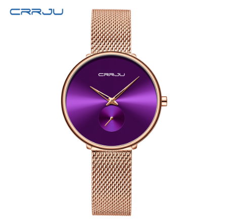 CRRJU Women's Watch Top Luxury Brand Fashion Business Analog Quartz Stainless Steel Waterproof 2165 X PURPLE