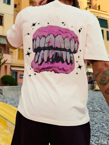 Manfinity EMRG Men's Short Sleeve Tee With Teeth Print