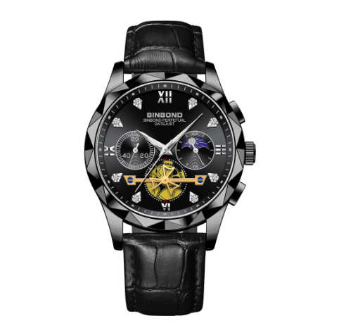 Binbond Original Luxury Watch Multi-Function Quartz Watch All-Match Trendy Watch Fashion Casual Trendy Male Tungsten Steel Color WristWATCH 6