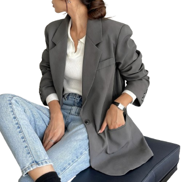 Lovito Women Casual Plain Button Blazer L73AD149