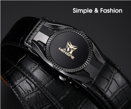 MENSPE Black Belt for Men Leather Belts Automatic Buckle Belts Male Waistband Tactical Belt