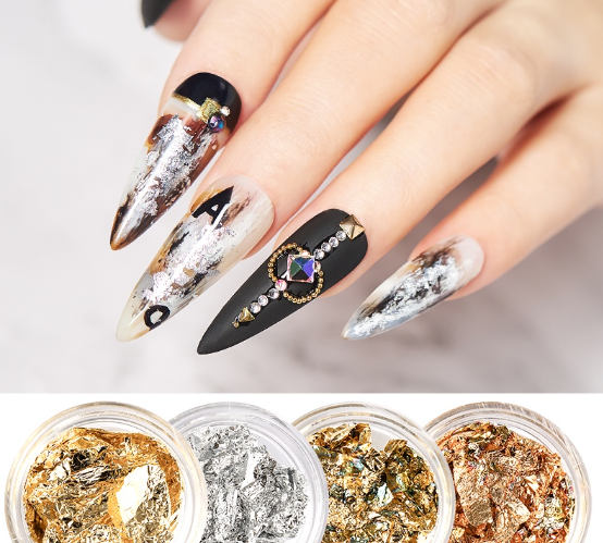 Gold Silver Colorful Nail Art Foil Paper Irregular Aluminum Nail Sticker Nail Art Accessories Glitter Gel Polish Nail Decoration