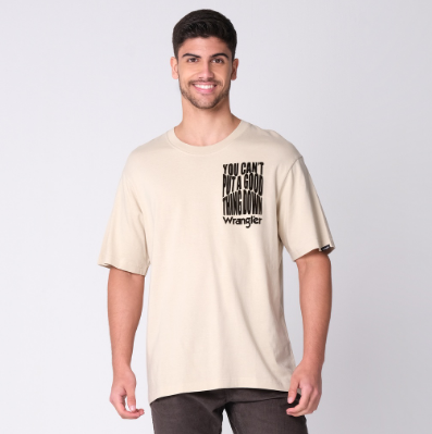 Wrangler Men's Roundneck Oversized Fit Pelican Color