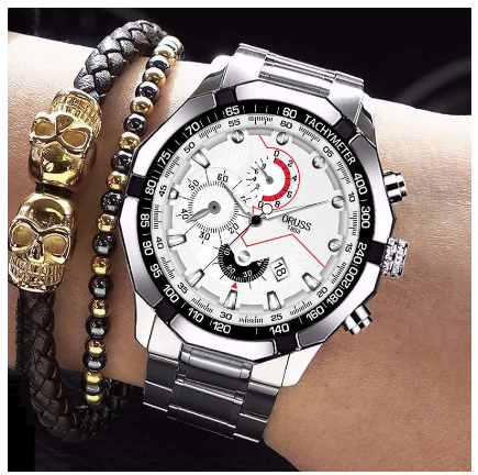 POSHI Oruss Men's Watches Stainless Steel Waterproof Dive Sports Quartz Fashion Wristwatch 2