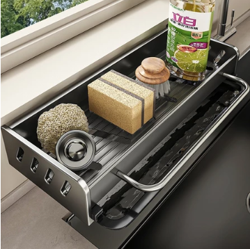 Sponge Holder Kitchen Sink Organizer Rack Hanging Drain Storage Rack Dishwashing Cloth Holder