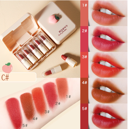 Lamuseland Lipstick Waterproof Makeup Little Fruit Box Long Lasting Cosmetic 5 Pcs Set