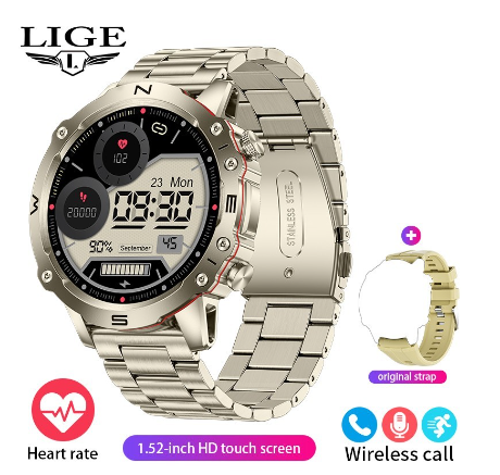 LIGE 1.52 inch Outdoor GPS Multifunction Smart Watch Motion Tracking STEEL SILVER