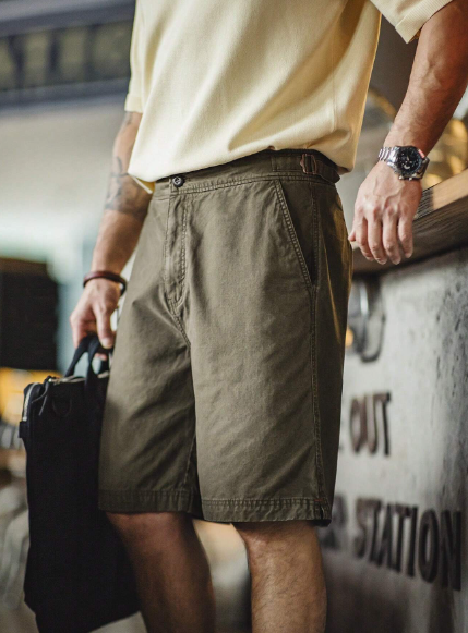 Men's Maden Cargo Shorts With Adjustable Waist Belt, Straight Knee-Length Shorts