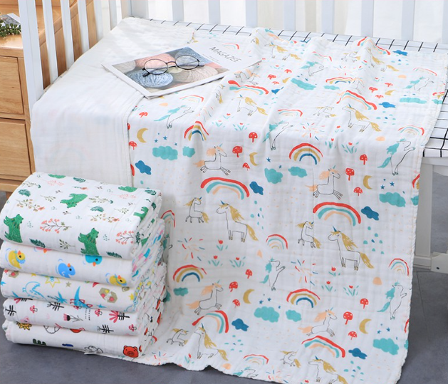 Baby Muslin Blanket 110*110cm Infant Receiving Blanket Newborn Swaddle Cotton