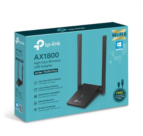 Tp-Link Archer TX20U Plus AX1800 Dual Antennas High Gain Wireless USB Adapter