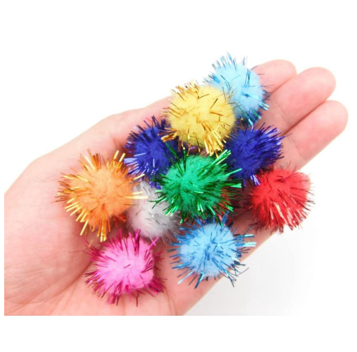 50Pcs / Pack Glitter Sparkle Pompom Balls for Crafting Fluffy Soft Creative Craft Glitter Pompoms
