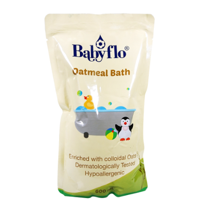 Babyflo Oatmeal Bath 600ml Refill Hypoallergenic Suitable For Baby's Dry Skin Seal In Moisture