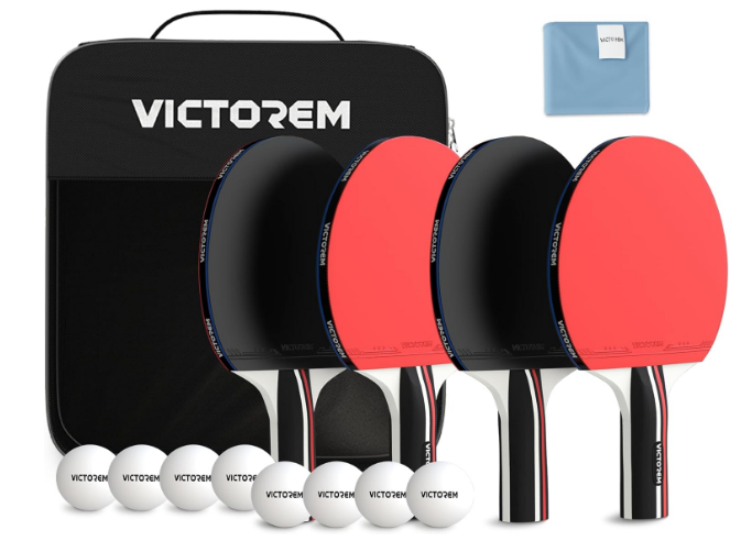 Table Tennis Paddles - Professional Ping Pong Paddles Set with Rubber & Ergonomic Handle for Enhanced Control & Spin - Spin, Speed & Control for Ultimate Performance