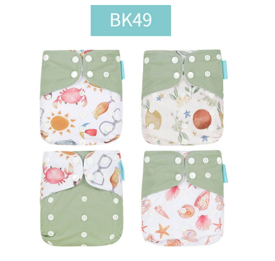 Happyflute 2023 4pcs set Washable Eco-friendly Baby Cloth Diaper Ecological Adjustable Nappy Reusable Diaper Fit 0-2year 3-15kg 017