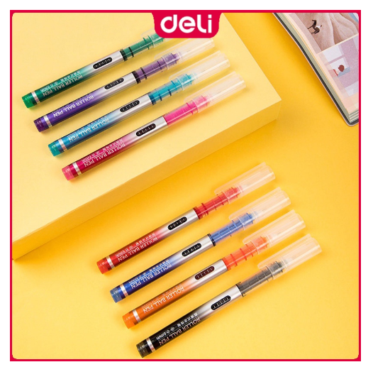 Deli 8 PCS/Box Straight Liquid Gel Pen 0.5mm Roller Ballpoint Pens for School Supplies S855