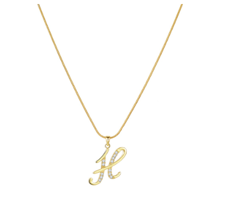 18K Gold Letter Pendant Necklace Retro Snake Chain Choker Diamond Couple Necklaces Jewelry Accessories Gift H