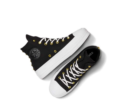 Converse CTAS Lift Platform Star Studded Women's Sneakers - Black/White/Gold