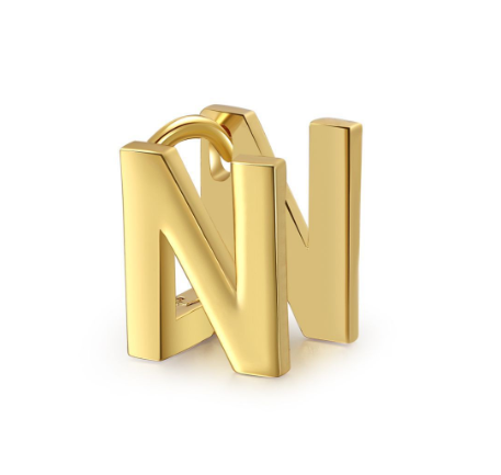 Unique Design Initial Letter Earrings 18K Gold Double Layer Letter Earrings Jewelry Single N