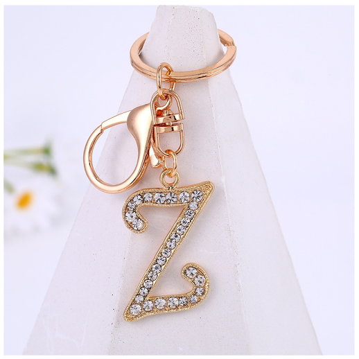New A-Z 26 Letter Key Chains Stainless Steel Keychain Charm Fashion Accessories Key Ornaments Z