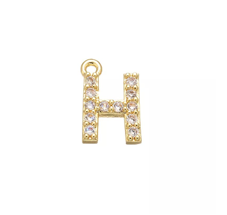 Vnox 9x11.5mm Brass Cubic Zirconia Crystal 26 Letter Charms Pendants for Women Necklace Earring Jewelry Accessories H