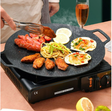 Round Stove Plate Korean BBQ Kitchenware Baking Cook Outdoor Camping Nonstick Grilling Frying Pan IP