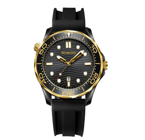 Binbond Men Business Steel Band Quartz Watch Rotating Dial Waterproof Unique Watch Men M11