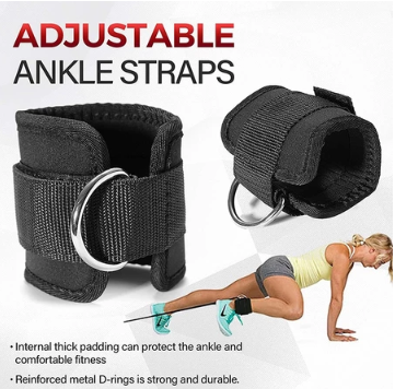 Adjustable Ankle Strap Gym Black Gym Weight Lifting Cable Ankle Strap For Glute Exercises