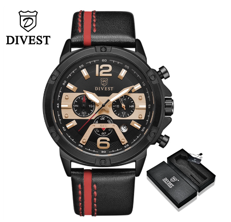 DIVEST Watch Men Fashion Quartz Leather Chrono Business Luminous Creative Original Waterproof Men's Watches 9035 M2