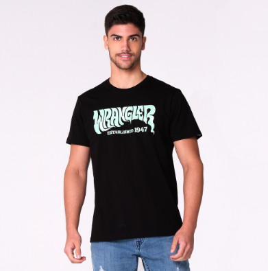 Wrangler Men's Chest Print Logo T-Shirt Black