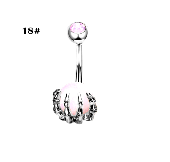 Stainless Steel Heart Piercing Jewellery Zirconia Butterfly Belly Button Ring Belly Button Clasp Pink 18