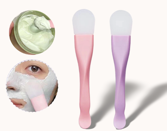 Aietia Double-headed Silicone Mask Brush With Digging Smearing Shovel Lavender & pink Beauty Tool