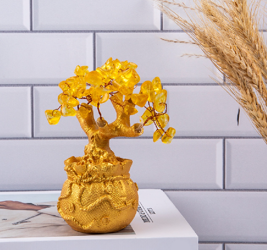 Natural Crystal Money Tree Lucky Tree Feng Shui Money Tree Home Decor