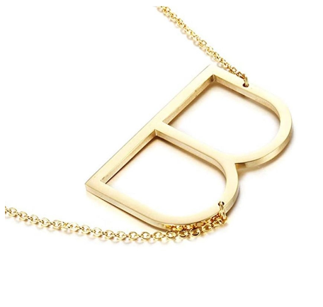 Stainless Chain with Letter Pendant Necklace B