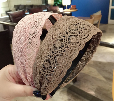Korean Sweet Fashion Woman Headband Hollow Lace Hair Band Wide-Brim Hair Hoop Hair Accessories