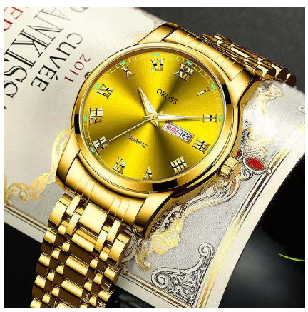 ORUSS Men Watch Waterproof Stainless Steel Automatic Calendar Luxury Gold Watch for Men Original Brand Fashion Wristwatch Relo for Men M05