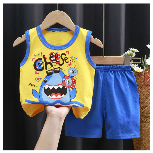 For Baby Boys & Kids Sleeveless Shorts Set Pure Cotton Summer Outfits For Boy S5