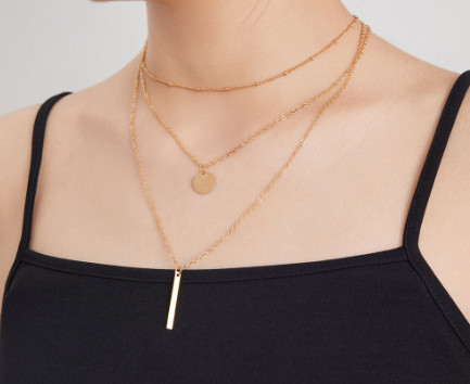 Elegant Plain Layered Geometry For Women Gold Necklaces (gold)